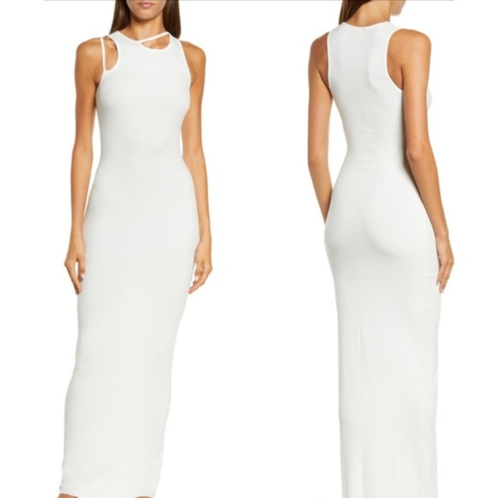 Skims White Soft Lounge Ribbed Cutout Dress